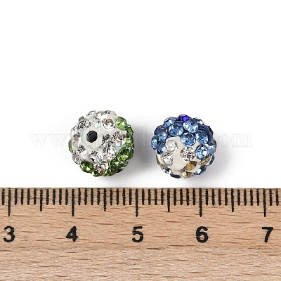 60 шт. 6-х цветные бусины из полимерной глины ручной работы со стразами PORC-PH0001-38-1