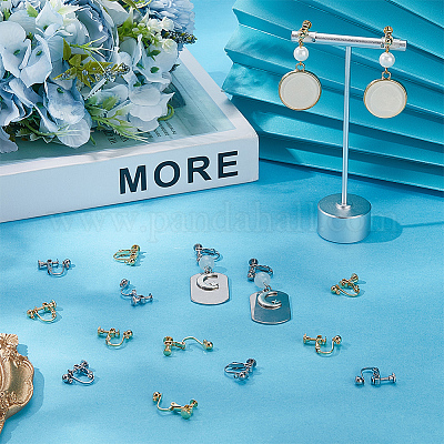 28 шт. 2-х цветная фурнитура для сережек-клипс из нержавеющей стали 316 EJEW-BBC0001-84-1