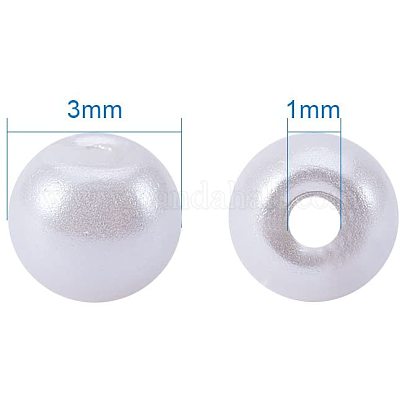 Круглые бусины из экологически чистого окрашенного стекла с жемчугом HY-PH0001-3mm-RB011-1