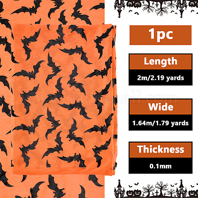 Полиэстеровая сетчатая ткань на тему Хэллоуина DIY-WH0622-366-1