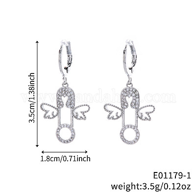 Геометрические крылья ангела латунные прозрачные кубические цирконии брошь серьги-кольца DO3994-1-1