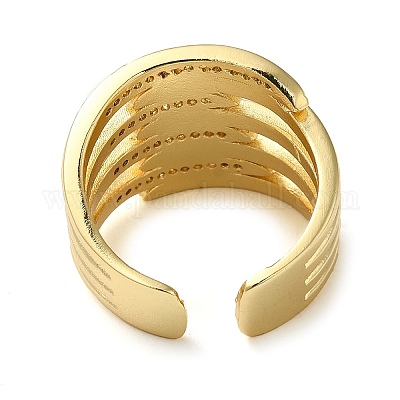 Открытое кольцо-манжета из латуни с микропаве из кубического циркония RJEW-Q805-01G-1