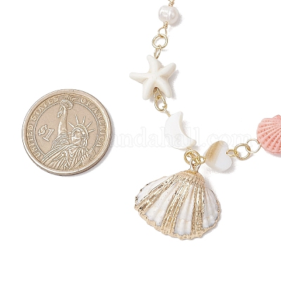 Летние подвески из ракушек с распылителем и гальваническим покрытием NJEW-JN05182-01-1