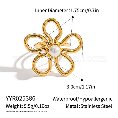 Кольца-манжеты в европейском стиле из нержавеющей стали 304 с полыми цветами для женщин ST2158-2-1