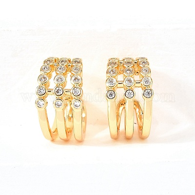 Латунные серьги-манжеты из прозрачного кубического циркония EJEW-F370-38B-G-1