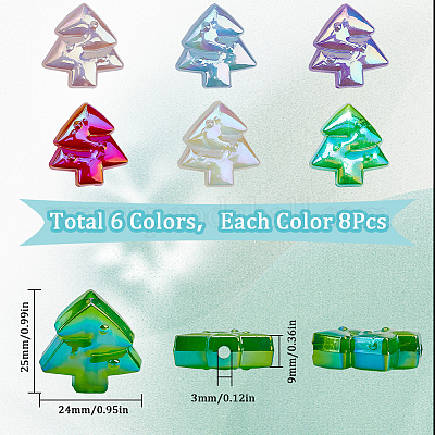 48 шт. 6 цвета рождественской радуги переливающиеся акриловые бусины с покрытием MACR-SP0001-34-1