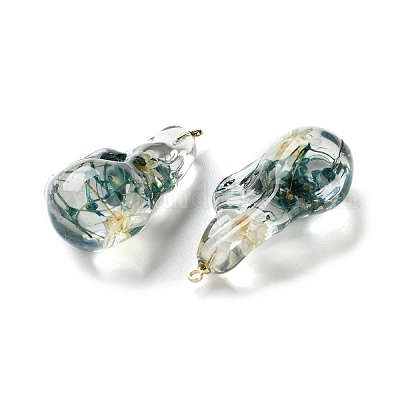 Подвески из прозрачной смолы с сухоцветами RESI-A043-05B-1