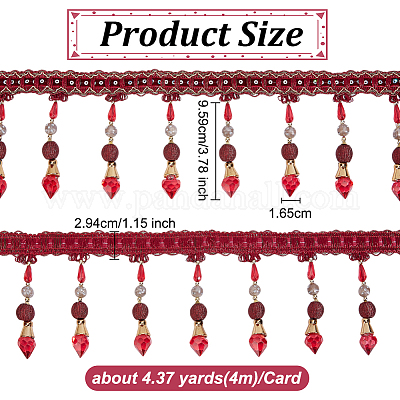 4 м полиэстеровая кружевная лента с бахромой DIY-OC0013-57D-1