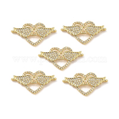 Шармы-соединители из латуни с микропаве из прозрачного кубического циркония KK-E068-VB344-1