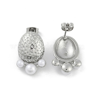 Овальные серьги-гвоздики из нержавеющей стали 304 EJEW-A119-04P-1