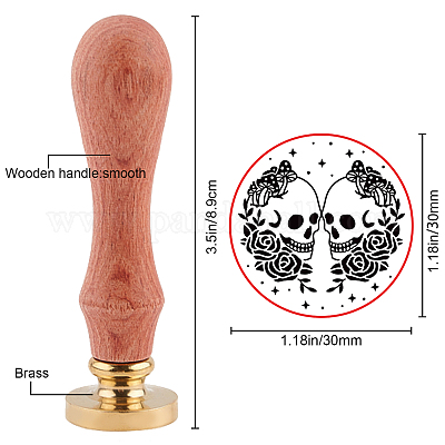 Латунная восковая печать штамп с ручкой AJEW-WH0184-0481-1