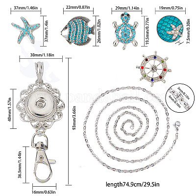 Набор для самостоятельного изготовления ожерелья для бейджа в офисном стиле с тематикой океана DIY-SC0021-49-1
