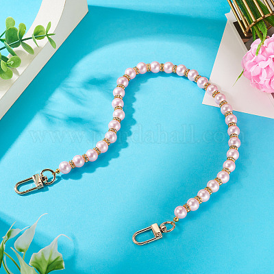 Круглые пластиковые бусины-имитаторы жемчуга цепочки-удлинители для сумок HJEW-TAC0083-1