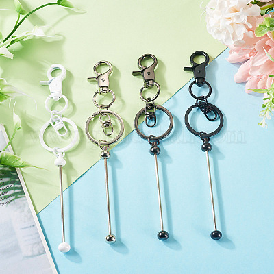 8 Stück 4-Farben-Legierung Beadable Bar Schlüsselanhänger für DIY Handwerk Schmuckherstellung&nbsp;KEYC-TA0001-36-1