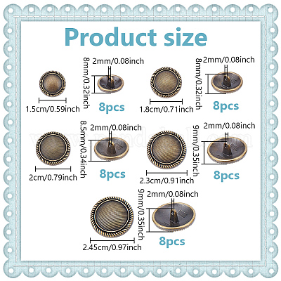 40 шт. 5 стиля литые кнопки FIND-NB0005-78AB-1