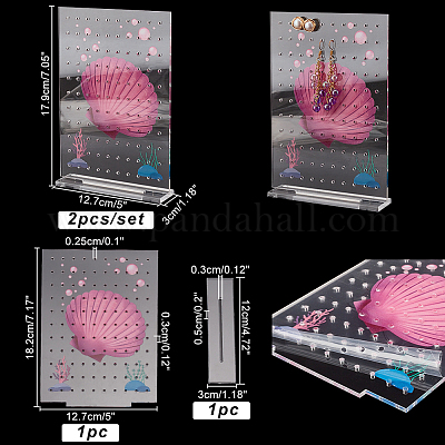 Прямоугольные прозрачные акриловые подставки для сережек EDIS-WH0035-12B-1
