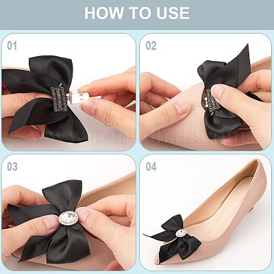 Украшения для обуви из полиэстера с бантом FIND-WH0139-226B-1