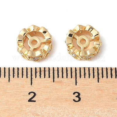 Латунные микро-паве прозрачные кубические циркониевые бусины KK-A253-03G-1