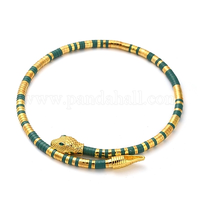 Ожерелья-чокеры со змеиным принтом из сплава зеленого цвета со стразами для женщин NJEW-Z087-01G-1