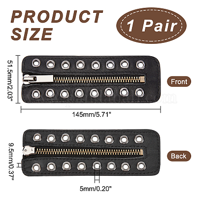 PH Leather Lace-In Boot Zipper Inserts, 14.5x5cm No Tie Zipper Boot Laces 8 Eyelet Zipper Smooth Tieless Shoe Laces for