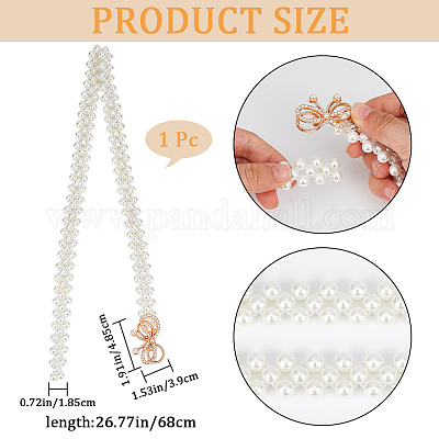 1 шт. плетеные акриловые цепочные ремни с жемчугом AJEW-CP0008-12B-1