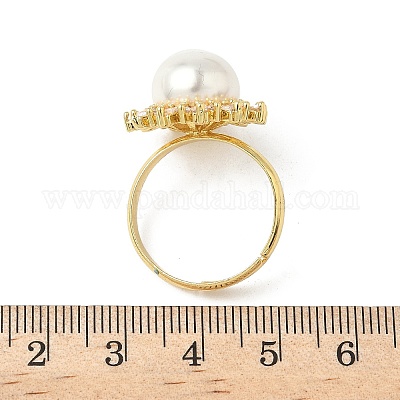 Регулируемые кольца для женщин с микропаве из латуни и кубическими цирконами RJEW-K295-01G-1