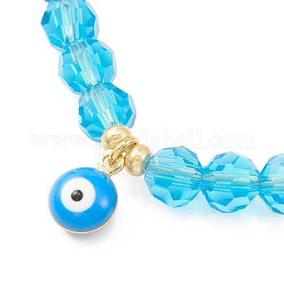 Браслет из латуни с эмалью и сглазом BJEW-JB09617-1