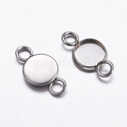 201 Stainless Steel Cabochon Connector Settings X-STAS-P161-29-6.5mm-1