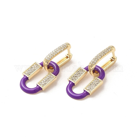 Oval Real 18K Gold Plated Brass Dangle Hoop Earrings EJEW-L268-041G-05-1