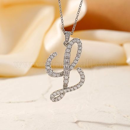 Элегантные модные латунные ожерелья с подвеской в виде алфавита из микропаве из прозрачных кубических цирконий OI8825-8-1