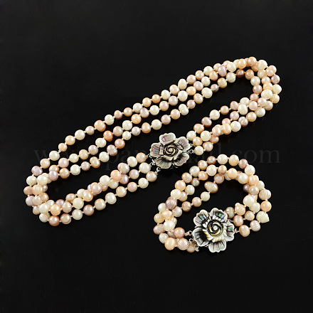 Ensembles de bijoux de perles naturelles SJEW-R031-02-1