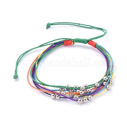 Braccialetti di perline intrecciati con filo di poliestere cerato BJEW-JB05065-01-1