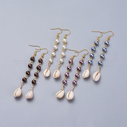 Perle di vetro orecchini pendenti EJEW-JE03187-1