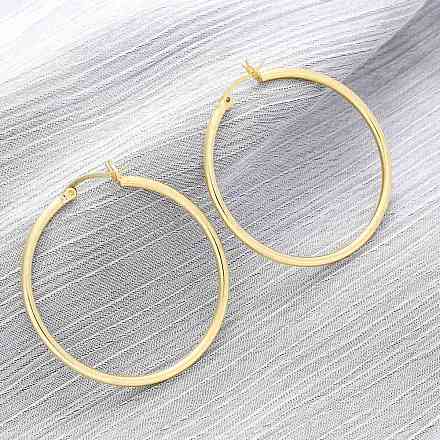 Латунь обруч серьги для женщин EJEW-I270-13B-G-1