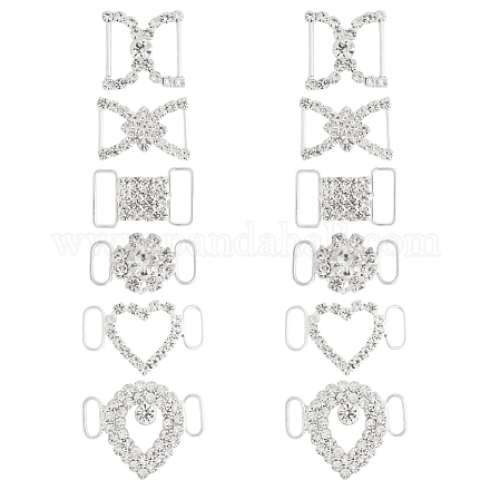 12 шт. 6 стиля латунные подвески-коннекторы со стразами KK-HY0004-27-1