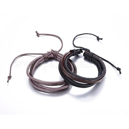 Bracelets ajustables de multi-brins avec cordon de cuir BJEW-P099-09-1