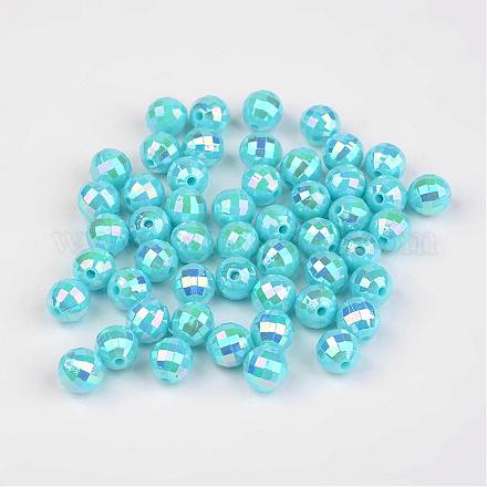 Faceted Colorful Eco-Friendly Poly Styrene Acrylic Round Beads SACR-K001-8mm-62-1