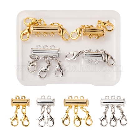 4 Sets 4 Style Alloy Magnetic Slide Lock Clasps FIND-YW0001-42-1
