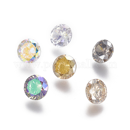 Electroplated Cubic Zirconia Pointed Back Cabochons ZIRC-I024-6mm-01-1