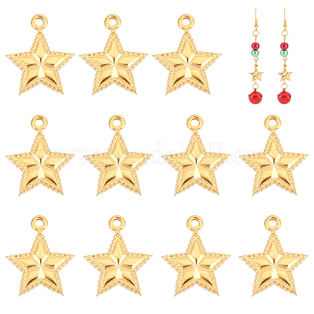 UNICRAFTALE 12pcs Golden Star Charms 304 Stainless Steel Pendants Hypoallergenic Metal Charms for DIY Bracelets Necklaces Jewelry Making Craft STAS-UN0036-80-1