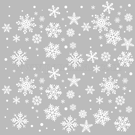 Etiqueta de la pared del copo de nieve blanco superdant forma de pentagrama copos de nieve etiqueta de la pared extraíble tema de invierno decoración de la pared para la fiesta de invierno sala de estar dormitorio decoración de la habitación de los niños etiqueta de la pared transferencia de vinilo DIY-WH0377-196-1