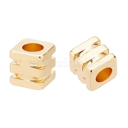 BENECREAT 50Pcs 18K Gold Plated Brass Beads Grooved Cube Beads 2mm Hole Beads(3x3x3mm) for Necklaces KK-BC0005-82G-1