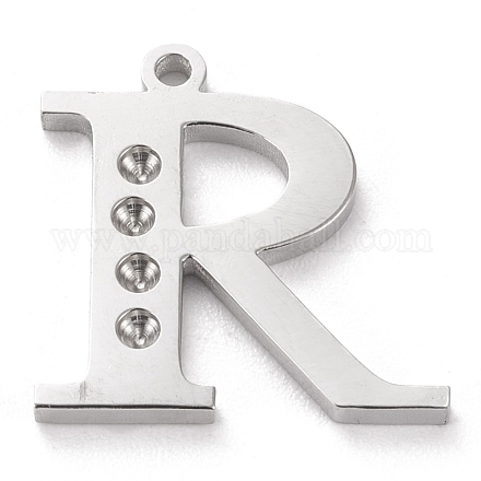 変色防止304ステンレススチールレターペンダントラインストーンセッティング ステンレス鋼色 文字.r R:15x15x1.5mm 穴:1 ...