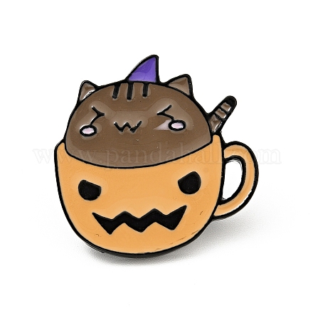 Pin de esmalte de gato de taza de café JEWB-H009-01EB-10-1