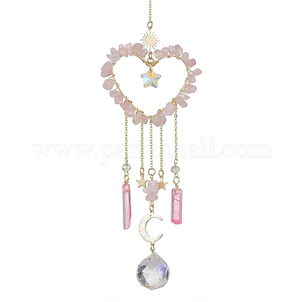 Perles de quartz rose naturel avec accessoires en laiton HJEW-JM01814-01-1