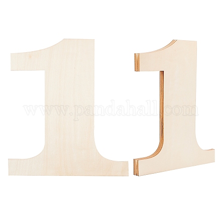 Numero 1 forma fette di legno non finito DIY-GA0001-14-1