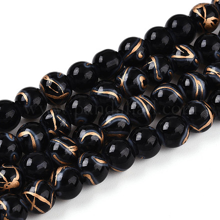 Выпечка окрашенные стеклянные бусины пряди DGLA-N010-8mm-10-1