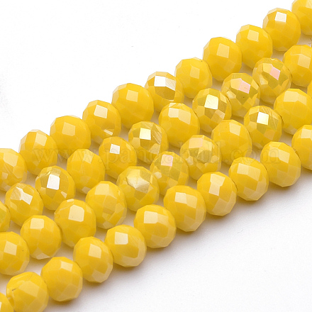 Electroplate Glass Faceted Rondelle Bead Strands X-EGLA-Q053-6mm-03-1