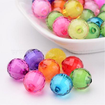 Mixed Color Transparent Acrylic  Faceted Round Beads X-TACR-S086-12mm-M-1
