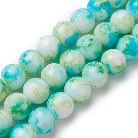 Spray Painted Glass Beads Strands GLAA-F098-01B-09-1